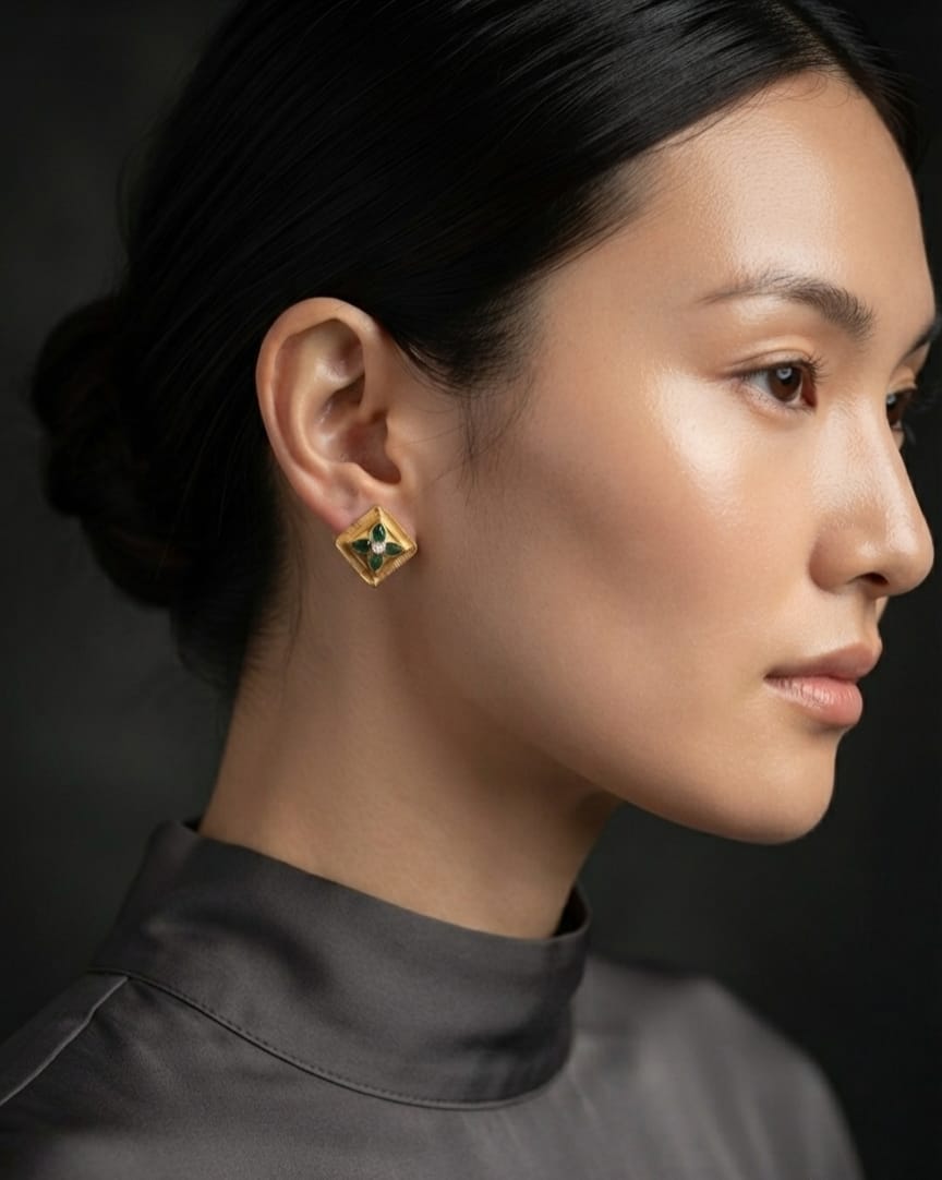 Golden Diagonal Earrings