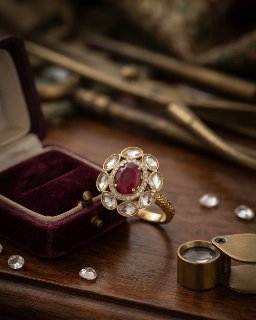 Ruby Oval Polki Ring