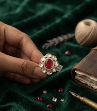 Thumbnail for Ruby Oval Polki Ring