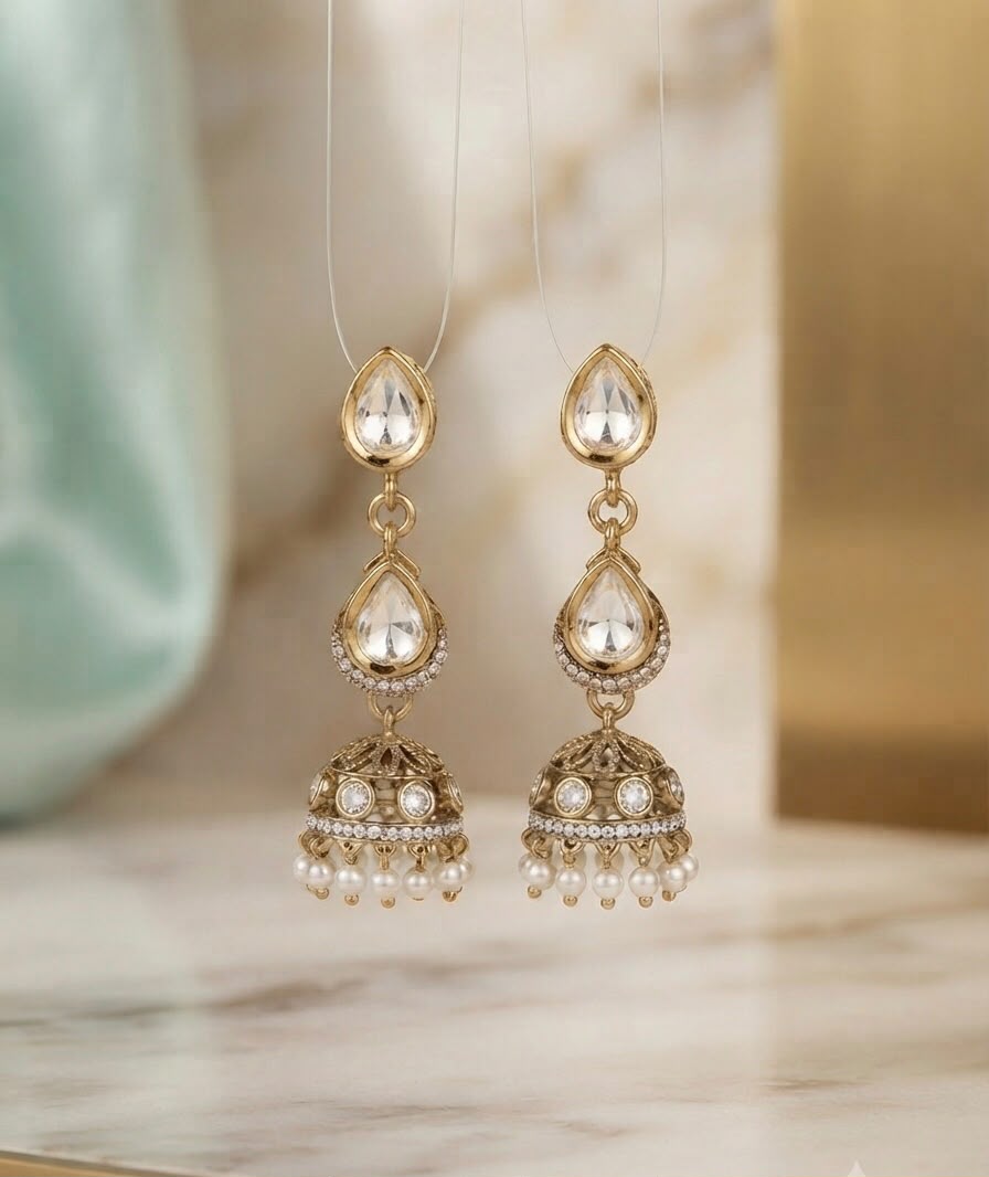 Dull Gold Noor Earrings