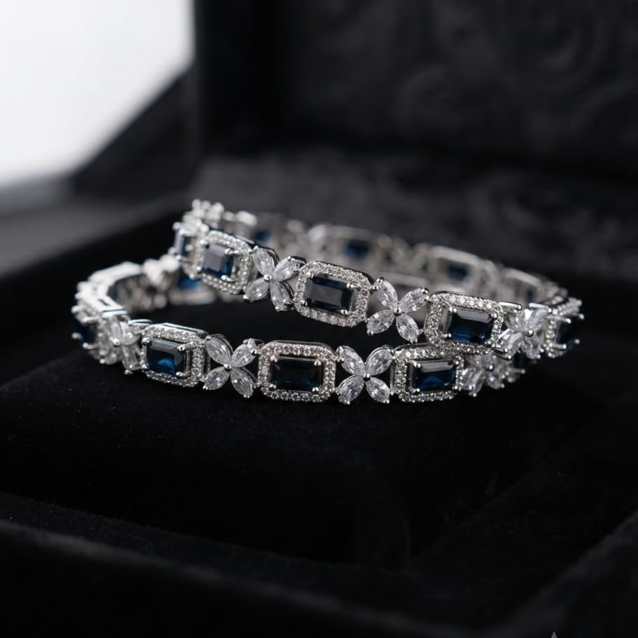 Blue Stone Flower Bangle