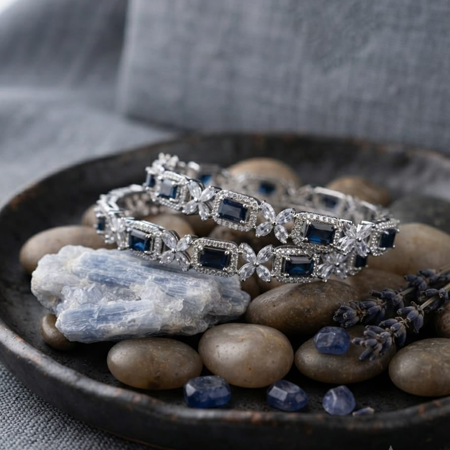 Blue Stone Flower Bangle