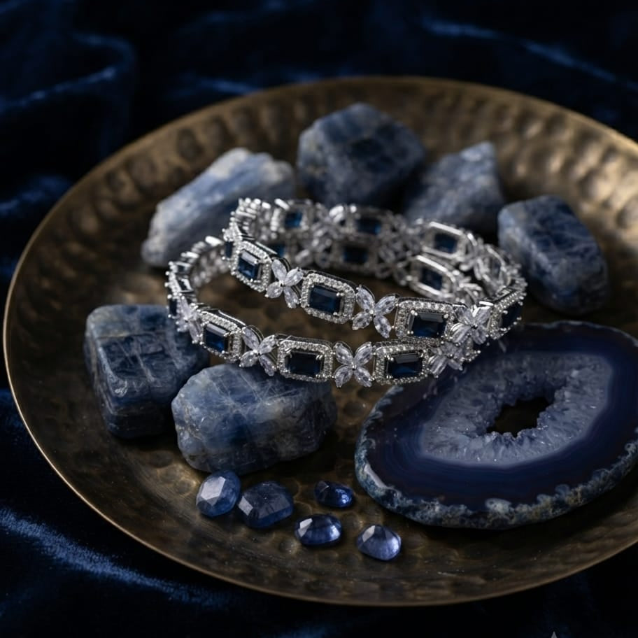Blue Stone Flower Bangle