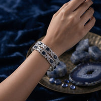 Thumbnail for Blue Stone Flower Bangle