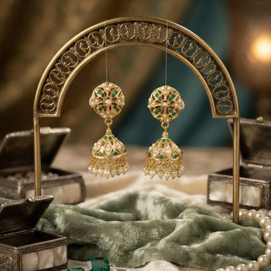 Green Jadau Jhumki