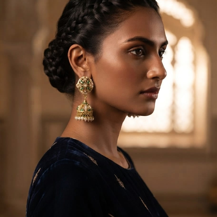 Green Jadau Jhumki