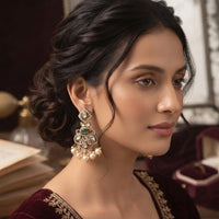 Thumbnail for Emerald Kundan Dull Earrings