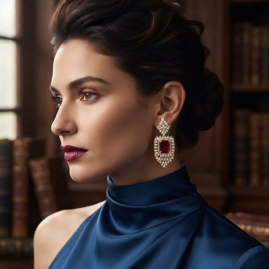 Deep Red Diamond earrings