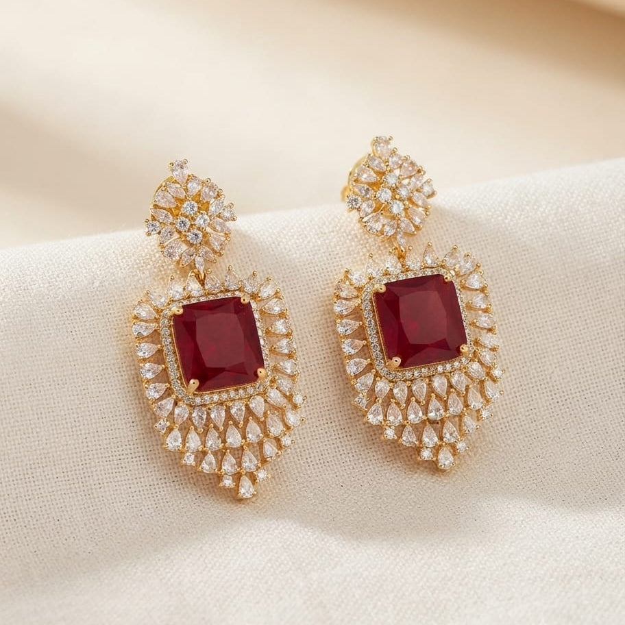 Deep Red Diamond earrings