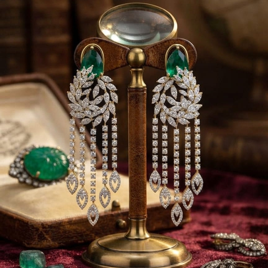 Green Leaf Dangler Earrings