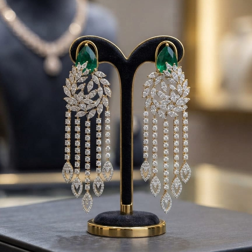Green Leaf Dangler Earrings