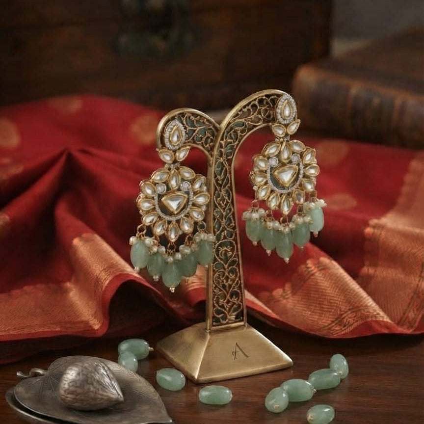 Mint Polki Dull Earrings