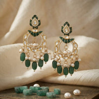 Thumbnail for Dark Green Chandbali earrings