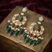 Thumbnail for Dark Green Chandbali earrings