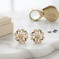 Thumbnail for Blue Moissanite Round Earrings