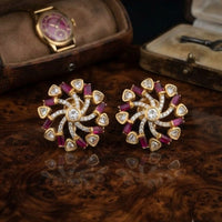 Thumbnail for Ruby Moissanite Round Earrings