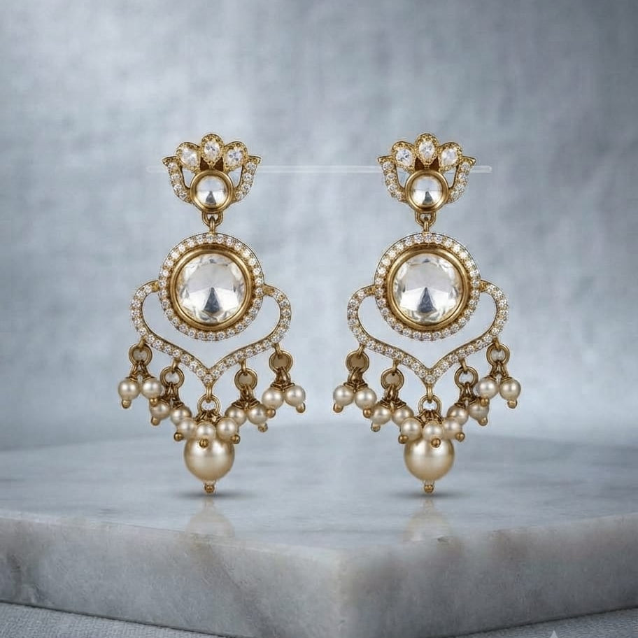 Polki Pearl Earrings