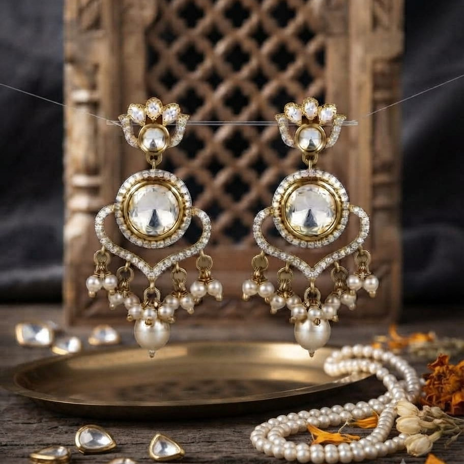 Polki Pearl Earrings