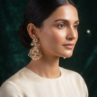 Thumbnail for Ruby Green Jadau Earrings