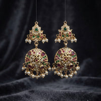 Thumbnail for Ruby Green Jadau Earrings