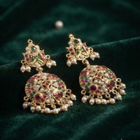 Thumbnail for Ruby Green Jadau Earrings