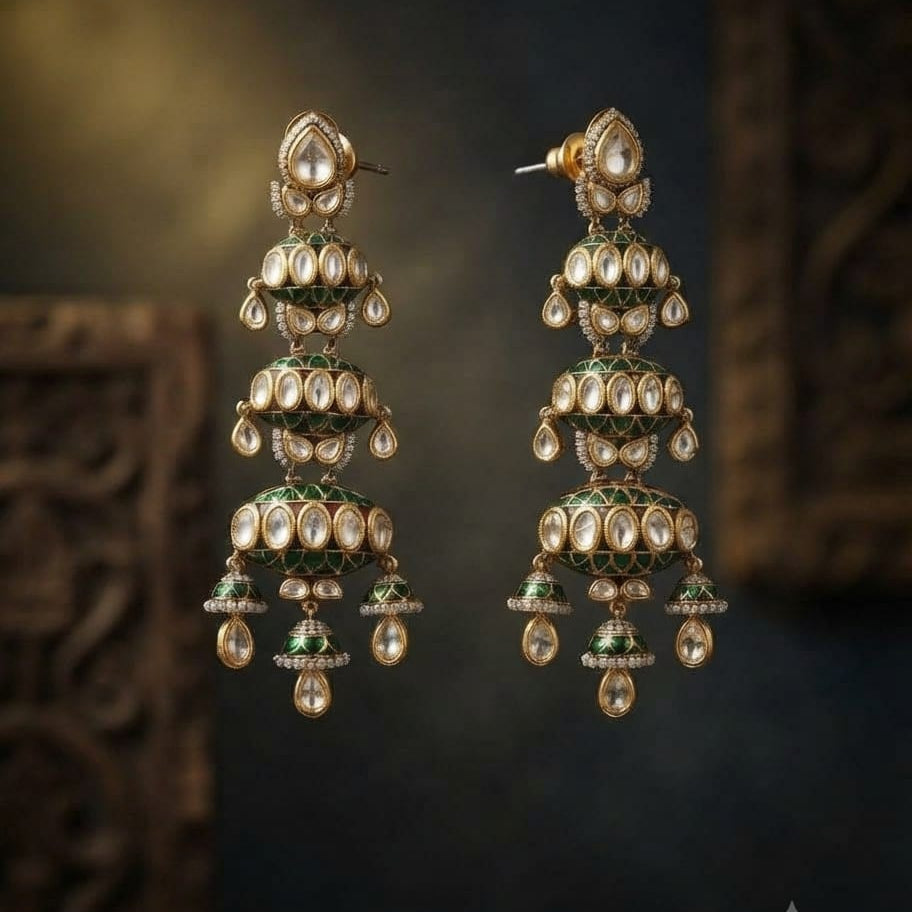 Green polki dangler Earrings