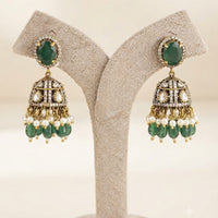 Thumbnail for Green Kundan Jhumki Earrings