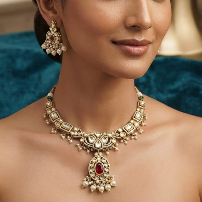 Red Polki Necklace