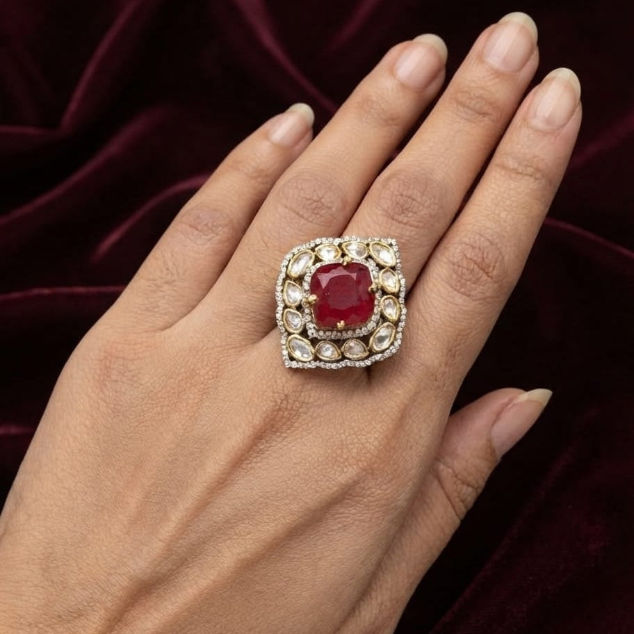 Ruby Kundan Ring