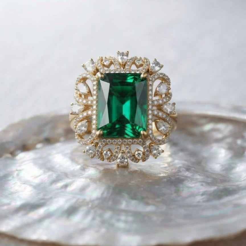 Green Rectangle Ring