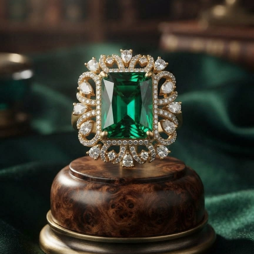 Green Rectangle Ring