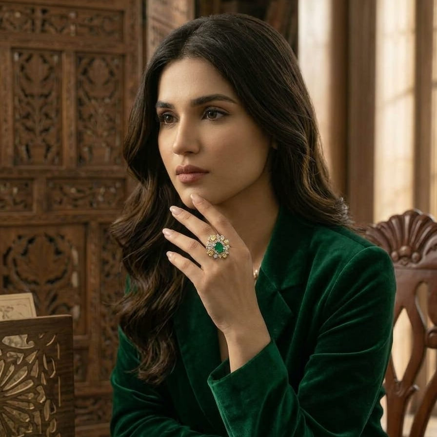Green Drop Diamond Ring