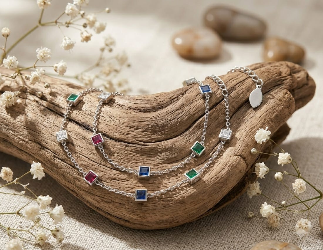 925 Silver Multi Rectangle Anklets