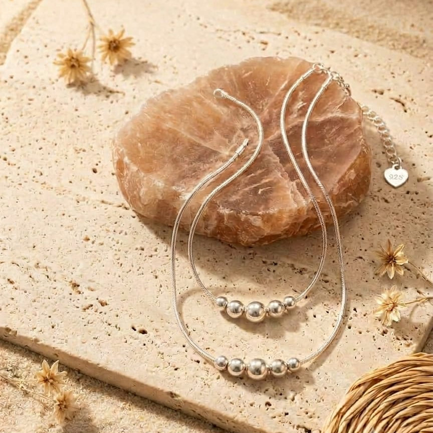 925 Silver Snake Balls Anklets