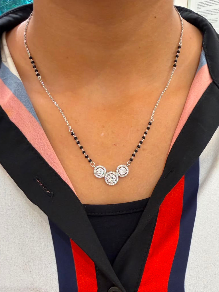 925 Silver Triple Round Mangalsutra Chain
