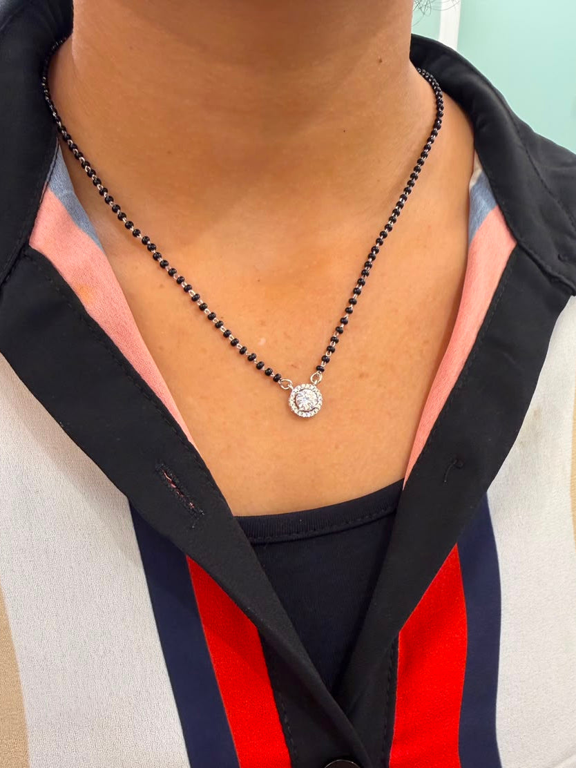 925 Silver Round Beads Mangalsutra Chain
