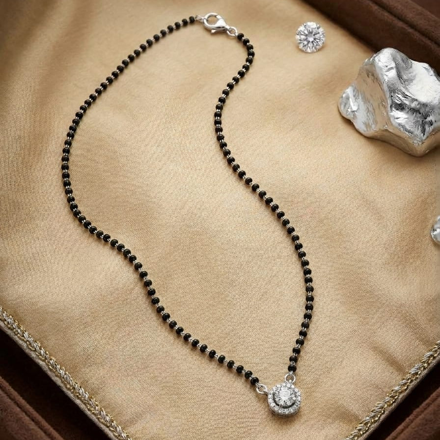 925 Silver Round Beads Mangalsutra Chain