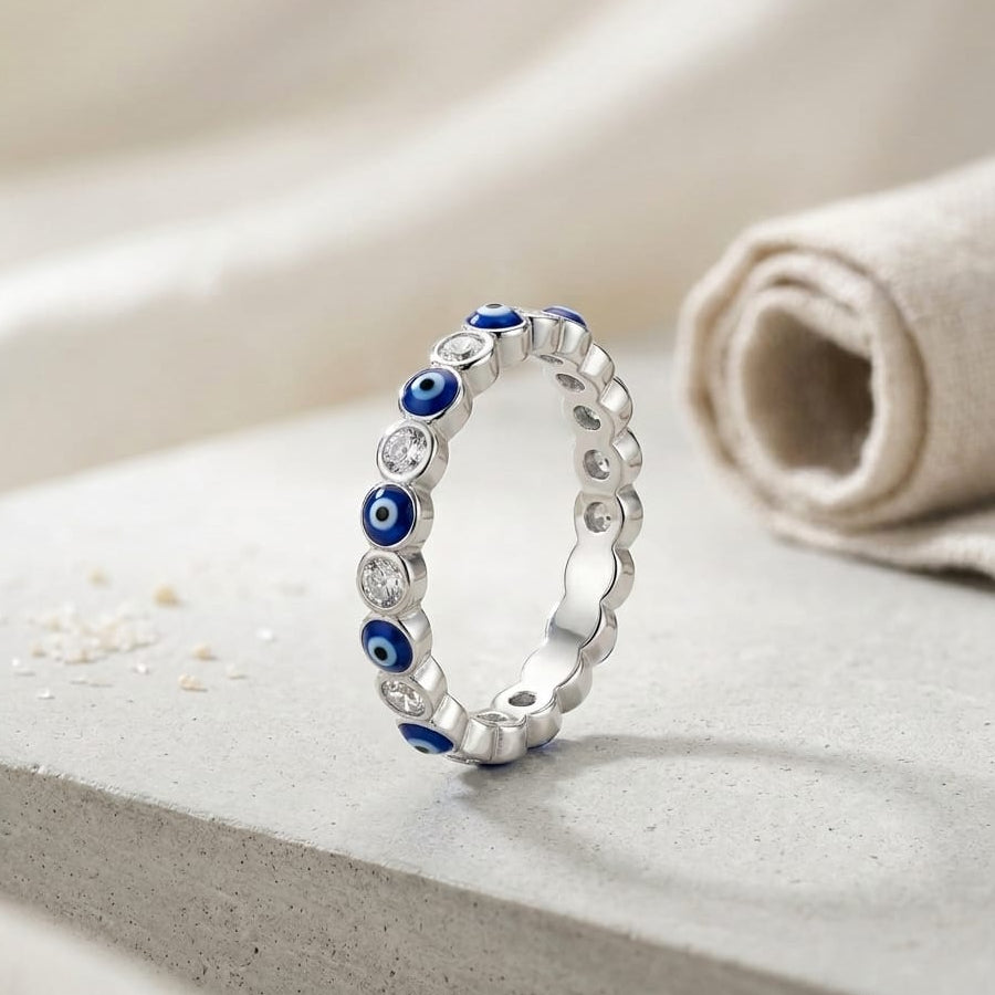 925 Silver Evil Eye Band Ring