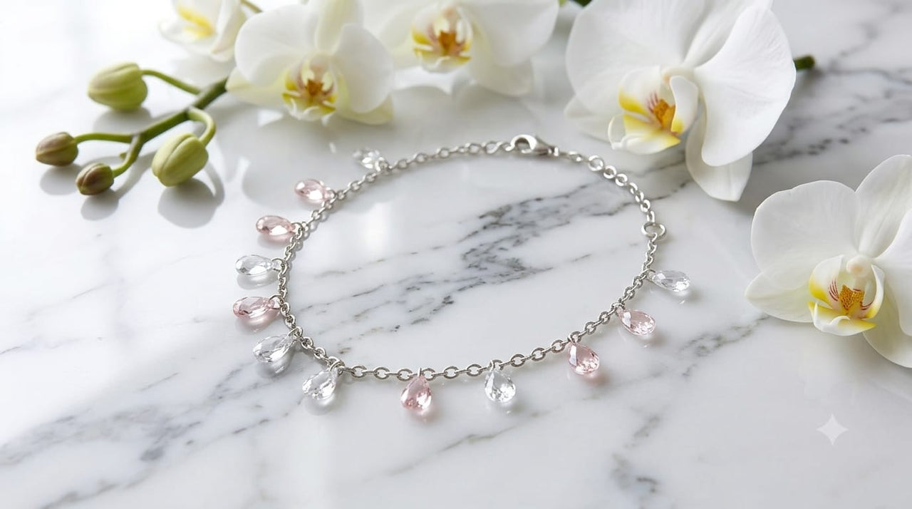 925 Silver Pink Crystal Bracelet