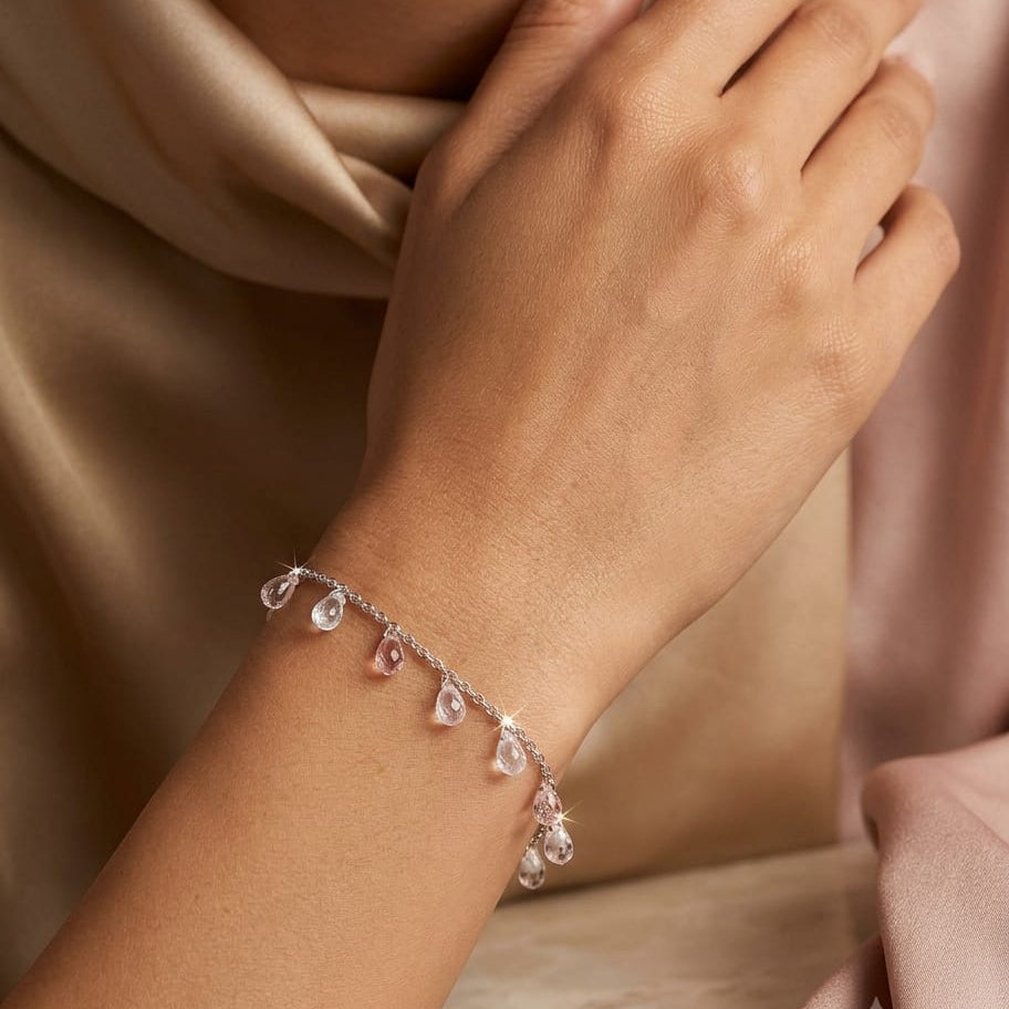 925 Silver Pink Crystal Bracelet