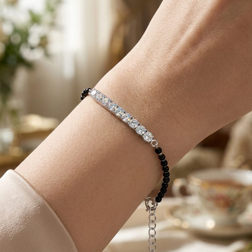 925 Silver Tennis Hand Mangalsutra Bracelet