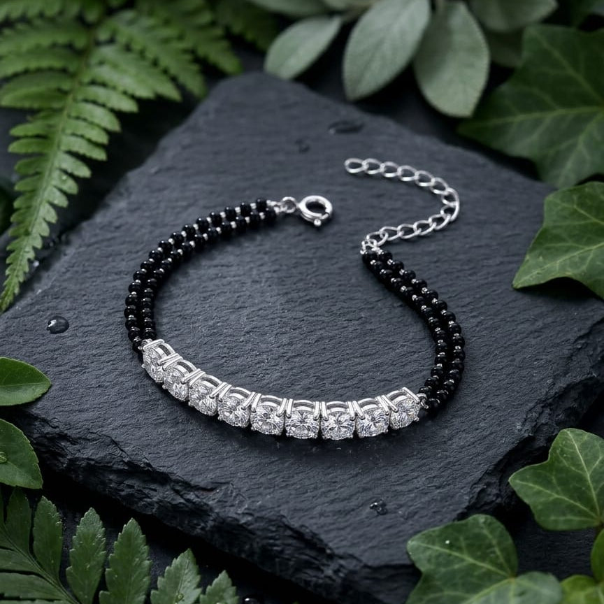 925 Silver Tennis Hand Mangalsutra Bracelet