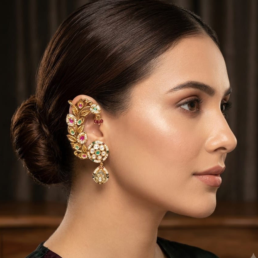 Ruby Green Cuff Earrings