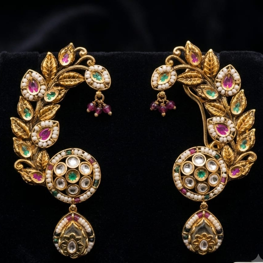 Ruby Green Cuff Earrings