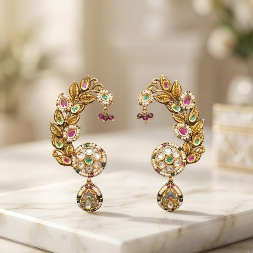 Ruby Green Cuff Earrings