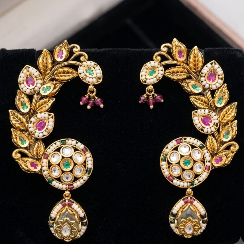 Ruby Green Cuff Earrings