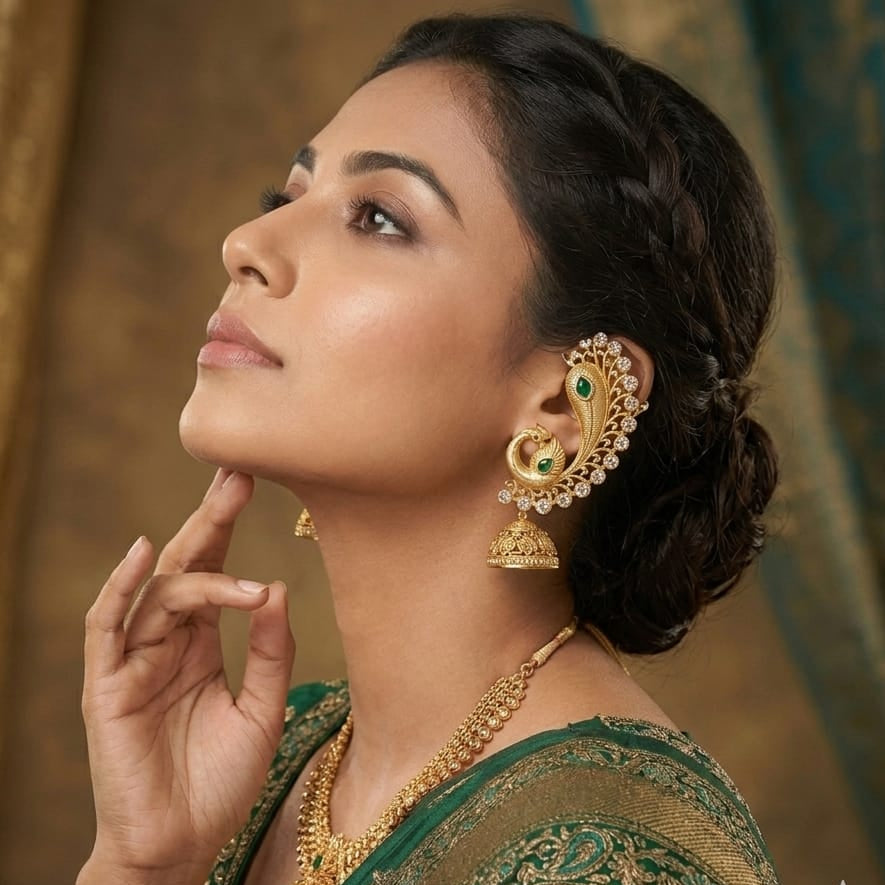 Peacock Green Cuff Earrings