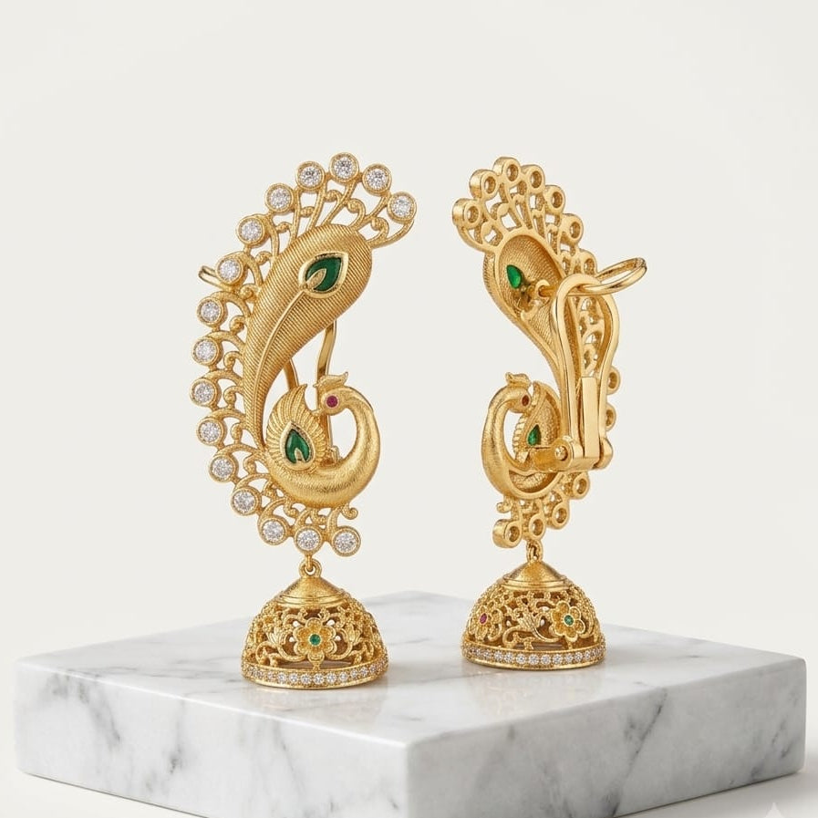 Peacock Green Cuff Earrings