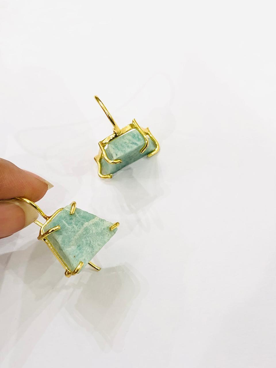 Green Stone Huck Earrings