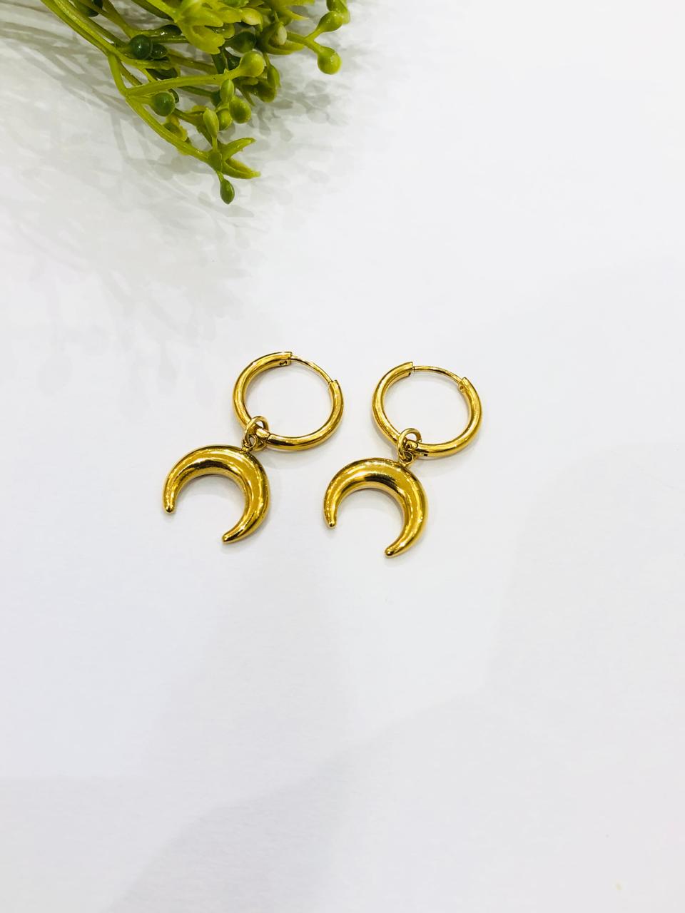 Golden Moon Hoop Earrings